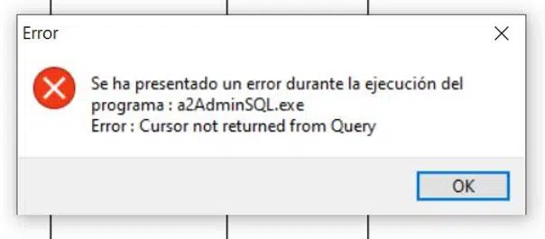 error a2 advances 1.15 cursor not returned from query - Consejos y trucos A2