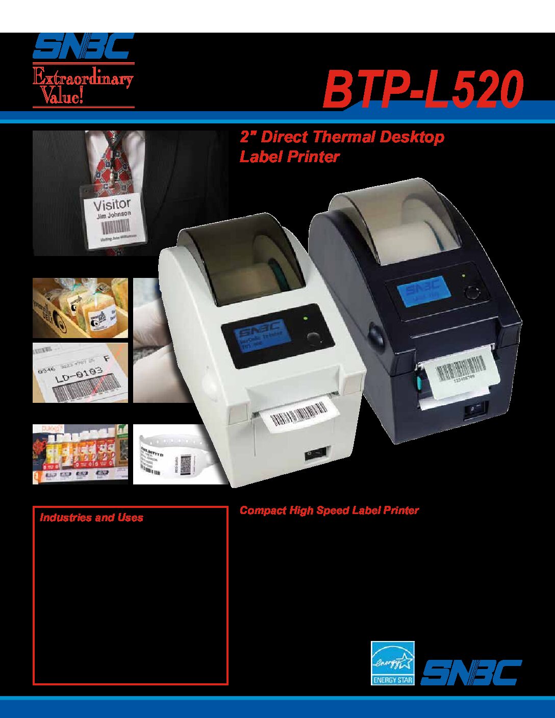 Brochure BTP L520 pdf - Impresora de Etiquetas SNBC Label Printer - BTP-L520