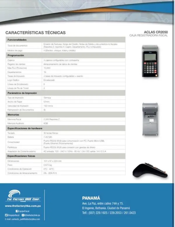 CAJA FISCAL ACLAS PORTATIL CR2050 - Imagen 2