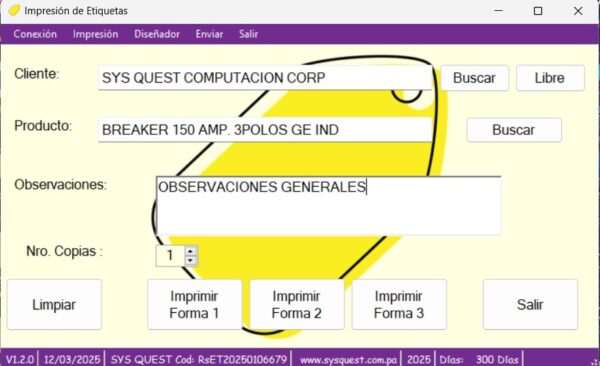 Impresión de Etiquetas para INNOVA