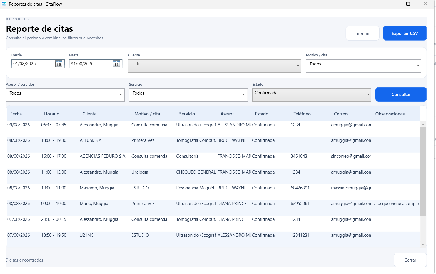 Citaflow reportes de citas CitaFlow - Imagen 3
